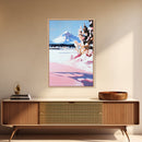 Snowy Cabin, Peaceful Mountain Scene, Christmas Holiday Art, Cozy Winter Aesthetic, Rustic Lodge Wall Art, Framed Canvas Print
