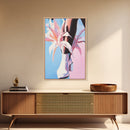 Female, Floral Cowboy Style, Western Chic Decor, Trendy Aesthetic Art, Fashionable Wall Art, Pink Pastel Tones, Canvas Print
