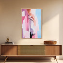 Elegant, Feminine, Minimalist, Fashion, Framed Canvas Print, Modern Woman Art, Chic Wall Decor, Pink Artwork, Aesthetic Bedroom Art