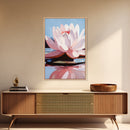 Lotus, Water Lily, Tranquil Nature Art, Framed Canvas Print, Zen Floral Wall Decor, Soft Pastel Painting, Botanical Art, Spa Wall Art