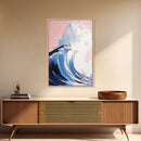 Surf Wave Art, Coastal Wall Decor, Abstract Ocean Painting, Large Modern Seascape, Framed Canvas Print, Nautical Themed Wall Art