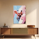 Pink Lobster Art, Coastal Kitchen Decor, Abstract Seafood Illustration, Nautical Wall Print, Framed Canvas Print, Dining Room Wall Art