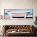 Clawfoot Tub, Coastal Art, Bathroom Wall Art, Modern Decor, Minimalist Painting, Ocean Art, Beach House, Framed Canvas Print