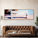 White Bench, Beach Art, Coastal Wall Decor, Minimalist Painting, Serene Landscape, Relaxing Art, Living Room, Canvas Print
