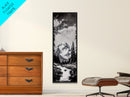Snowy Peak, Mountain Reflection, Black White Nature, Adventure Landscape, Cabin Decor, Hiking Art, Framed Canvas Print