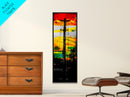 Sunset Utility Pole, Electric Lines, Urban Contrast, Canvas Print, Industrial Wall Art, Bold Colorful Decor, Modern Living Room Art