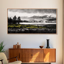 Foggy Forest, Mountain Landscape, Monochrome Wall Art, Framed Canvas Print, Modern Home Decor, Living Room Artwork, Nature Print