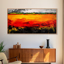 Fiery Horizon, Abstract Landscape, Modern Southwest Art, Bold Colorful Painting, Dramatic Wall Art, Living Room Art, Framed Canvas Print