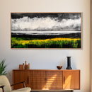 Abstract Coastal Art, Ocean Horizon, Dramatic Sky, Framed Canvas Print, Large Wall Art, Modern Living Room Decor, Beach House Art