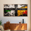 Tribal Totem Art, Black White Painting, Bold Statement Decor, Ethnic Wall Art, Framed Canvas Print, Modern Living Room Accent