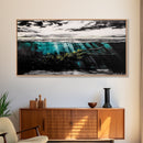 Underwater View, Ocean Depths, Abstract Seascape, Coastal Home Decor, Blue Water Art, Framed Canvas Print, Living Room Wall Art, Unique Art
