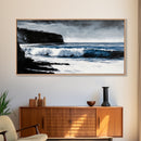 Ocean Waves, Coastal Scene, Monochrome Seascape, Framed Canvas Print, Beach House Decor, Minimalist Ocean Art, Modern Wall Art