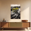 Desert Landscape Art, Minimalist Nature Print, Monochrome Decor, Rustic Mountain Scene, Living Room Wall Art, Framed Canvas Print