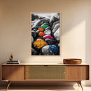 Vibrant Stones, Colorful Art, Modern Abstract, Nature Inspired, Coastal Wall Art, Unique Home Decor, Statement Piece, Framed Canvas Print