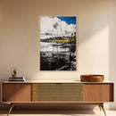 Sailboat Harbor, Nautical Art, Seaside Painting, Coastal Home Decor, Black and White Art, Ocean Wall Art, Elegant Living Room Art