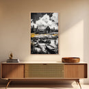 Cabin Reflection, Rustic Home Art, Log House Painting, Tranquil Lake, Country Home Wall Decor, Framed Canvas Print, Nature Lover Gift
