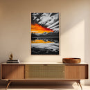 Fiery Sunset, Mountain Reflection, Canvas Print, Lake Wall Art, Nature Photography, Rustic Decor, Living Room Art, Fall Color Palette