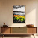 Golden Meadow, Wild Grasses, Tranquil Beach, Framed Canvas Print, Nature Wall Art, Fall Decor, Minimalist Landscape