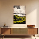 Rolling Hills, Countryside Scene, Golden Fields, Framed Canvas Print, Rustic Farmhouse Decor, Living Room Wall Art, Autumn