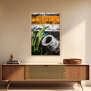 Modern Abstract Art, Black White Orange, Framed Canvas Print, Contemporary Wall Art, Bold Home Decor, Large Painting, Office Wall Art