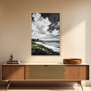 Castle View, Dramatic Seascape Art, Coastal Landscape Print, Nautical Decor, Ocean Lover Gift, Framed Canvas Print, Travel Aesthetic