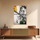 Abstract Expression, Modern Art, Black White Green, Framed Canvas Print, Contemporary Wall Art, Office Decor, Minimalist Painting