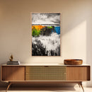 Abstract Ocean, Colorful Waves, Modern Seascape, Framed Canvas Print, Coastal Wall Art, Beach House Decor, Large Wall Art, Sunset Painting