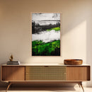 Coastal Cliffs, Ocean Landscape Art, Green Hills Painting, Nature Decor, Outdoor Wall Art, Minimalist Home Print, Framed Canvas Print
