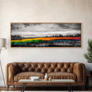 Autumn Colorful Meadow, Vibrant Landscape Art, Fall Home Decor, Modern Impressionist Style, Framed Canvas Print, Entryway Wall Art