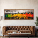 Autumn Trees, Village Scene, Vibrant Fall Decor, Warm Seasonal Print, Nature Inspired Artwork, Living Room Wall Art, Framed Canvas Print