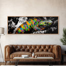 Colorful Snake, Psychedelic Reptile Art, Nature Painting, Wildlife Print, Vibrant Scales, Unique Wall Decor, Framed Canvas Print