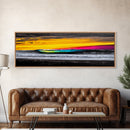 Ocean Wave, Sunset Beach Art, Vibrant Seascape, Coastal Decor, Surfer Gift, Blue and Yellow, Modern Wall Art, Canvas Print