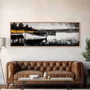 Rustic Boat, Black and White, Nautical Wall Art, Coastal Home Decor, Lake House Art, Large Wall Art, Framed Canvas Print, Living Room Art