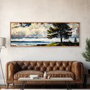 Scenic Tree, Nature Landscape Painting, Coastal Art Print, Living Room Wall Art, Tranquil Home Decor, Framed Canvas Print, Gift Idea