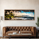 Surfer, Tropical Beach, Ocean, Sunset, Framed Canvas Print, Large Wall Art, Coastal Decor, Beach House, Modern Art, Living Room Wall Art