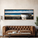 Beach Barrel, Nautical Wall Art, Coastal Home Decor, Canvas Print, Ocean Blue Wall Art, Rustic Seaside, Living Room Decor, Beach House Art