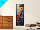 Driftwood Tree, Ocean Flowers, Nature Fantasy, Framed Canvas Print, colorful whimsical beach art, botanical art, coastal living room decor