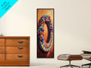 Autumn, Floral, Wreath, Decor, Framed Canvas Print, Fall boho wall art, rustic kitchen decor, entryway farmhouse painting, cozy orange tones