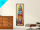 Surfboard, Floral, Bright, Tropical - Canvas Print, Surfboard Wall Art, Beach House Decor, Tropical Living Room Accent, Summer Art Print