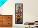 Sailboat Sunset, Nautical Colors, Coastal Adventure Wall Art, Tropical Summer Decor, Beach House Style, Framed Canvas Print