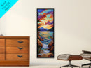 Sunset Lake, Vibrant Sky, Mountain View, Tranquil Nature Scene, Framed Canvas Print, Rustic Cabin Wall Art, Peaceful Decor