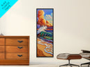 Wave Surf, Sunset, Canvas Print, Vibrant crashing wave at sunset painting, beach lover decor, bold coastal art, beach house wall art