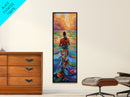 Woman Water, Sunset, Canvas Print, Bohemian Abstract Wall Art, Feminine Bedroom Decor, Sunset Painting, Vibrant Beach Vibes