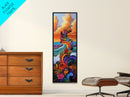 Wave Leaves, Sunset, Canvas Print, Abstract Ocean Wall Art, Bright Boho Decor, Living Room Seascape, Coastal Nature Painting