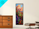Leaves Sunset, Fall, Nature, Canvas Print, Autumn Wall Art, Colorful Landscape Decor, Cozy Living Room Accent, Botanical Fall Painting