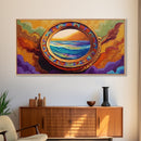Ocean Portal View, Nautical Fantasy Frame, Abstract Beach Art, Canvas Print, Eclectic Living Room Decor, Surreal Coastal Artwork