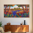 Autumn River, Landscape, Tranquil, Framed Canvas Print, fall river landscape, Entryway Wall Art, autumn colors, nature decor