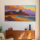 Mountain Desert, Beach, Sunset, Vibrant Desert Mountain Canvas Print, Colorful Southwest Wall Art, Living Room Fall Landscape
