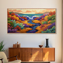 Waterfall, Canyon, Nature, Ocean, Framed Canvas Print, Boho wall art, nature landscape art, vibrant waterfall decor, bathroom wall art