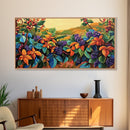 Grapes Harvest, Vineyard, Autumn, Framed Canvas Print vibrant fall kitchen wall art, farmhouse harvest decor, vineyard fruit painting